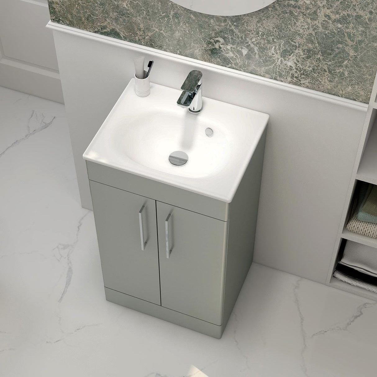 Imex Floor Standing Vanity Unit Pistachio / White Imex Croma Floor Standing Double Door 500mm Vanity Unit with 1 Tap Hole Basin