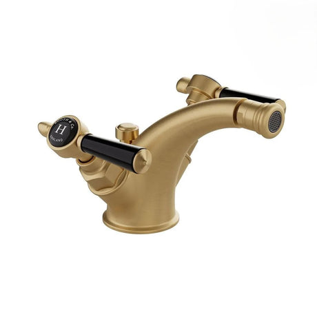Vado Bidet Tap Brushed Brass/Black Booth & Co. Axbridge Lever Mono Bidet Mixer Tap with Pop-Up Waste