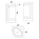 Eastbrook Floor Standing Vanity Unit Eastbrook Hardwick Traditional 430mm Corner Vanity Unit with Basin