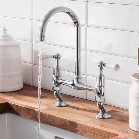 Crosswater Kitchen Tap Crosswater Belgravia Dual Lever Kitchen Mixer Tap in Chrome