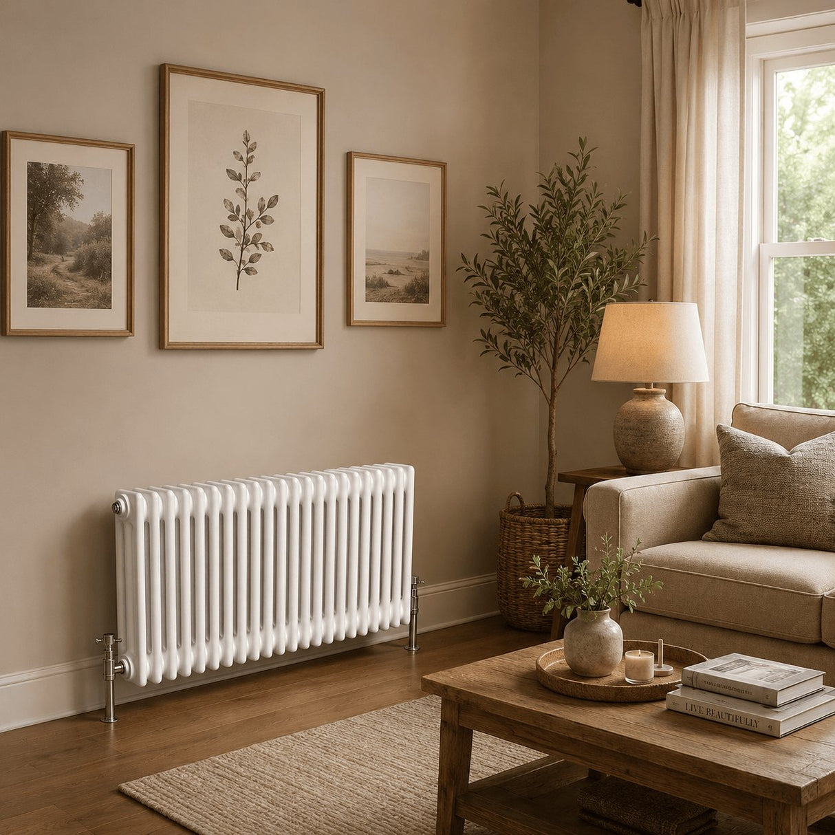 Aquarius Bathrooms Column Radiator Aquarius Foundry Horizontal 3 Column Radiator in White