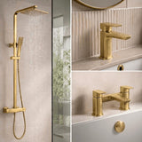 Aquarius Bathrooms Exposed Shower Set Aquarius Hydro Complete Shower Brassware Pack with Basin Mixer, Bath Mixer & Round Exposed Shower