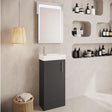 Aquarius Bathrooms Cloakroom Vanity Unit Gloss Grey Aquarius Byron 400mm Floor Standing 1 Door Cloakroom Vanity Unit with 1 Tap Hole Basin