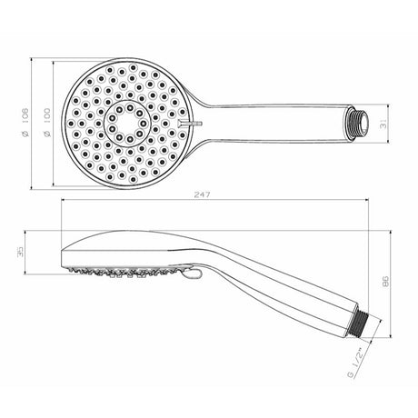 Crosswater Shower Handset Crosswater Wisp Shower Handset with Three Spray Patterns in Chrome