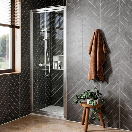 Crosswater Pivot Shower Door Brushed Nickel / 800mm Crosswater Clear 6 Pivot Shower Door