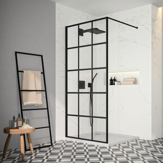 Merlyn Wetroom Panel Merlyn 8mm Squared Wet Room Panel in Black
