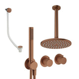 UK Bathroom Store Concealed Shower Set Brushed Bronze / Ceiling Arm / 200mm Crosswater Module Shower Set 9 - 3 Outlet with Pencil Handset, Overhead Shower and Overflow Filler
