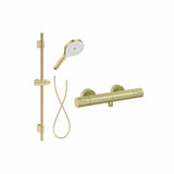 Roca Exposed Shower Set Brushed Brass Roca T-500 Thermostatic Bar Shower Valve with with Shower Handset and Slide Rail Set