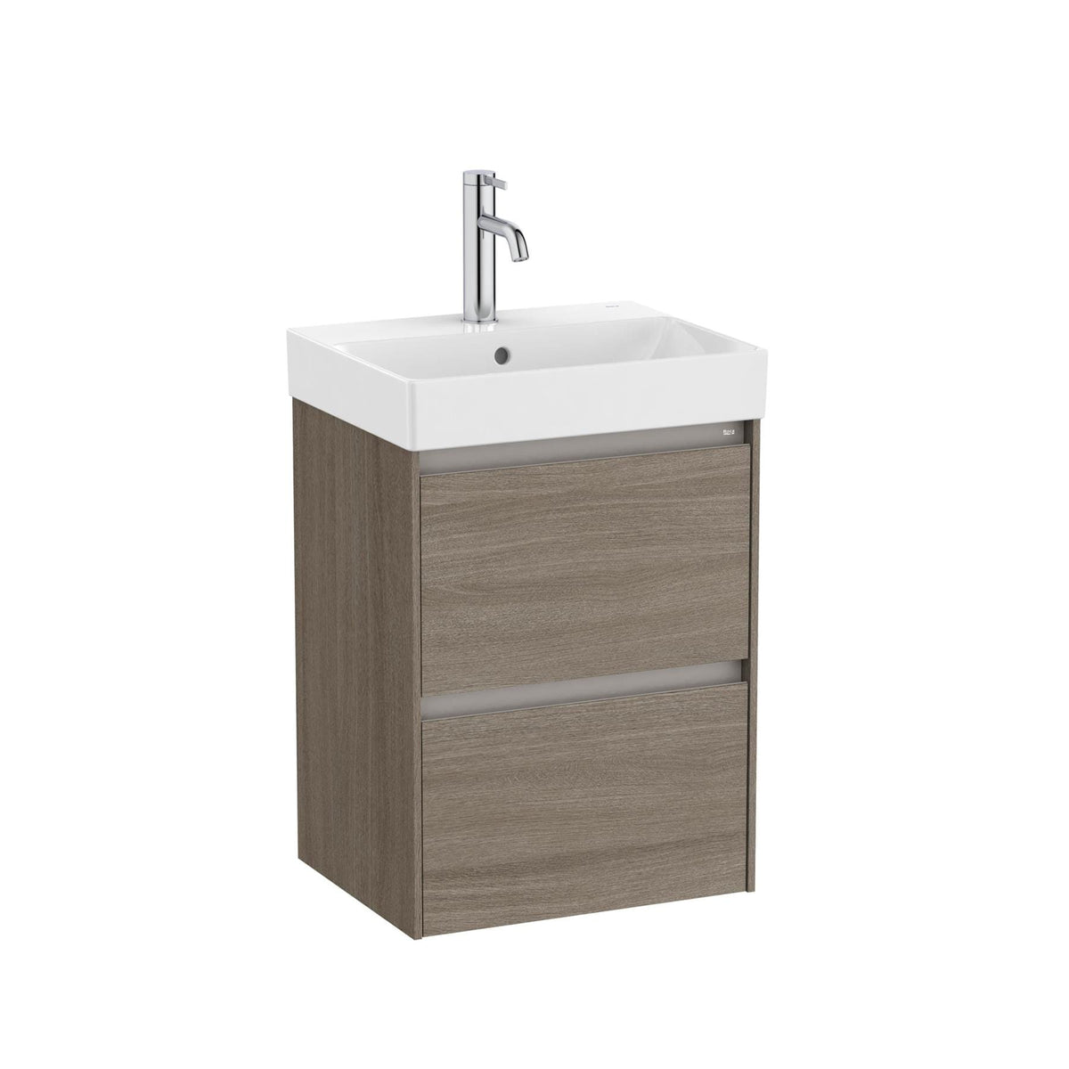 Roca Wall Mounted Vanity Unit Dark Elm Roca Ona 450mm Compact Wall Mounted Two Drawer Vanity Unit with Basin