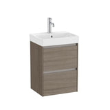 Roca Wall Mounted Vanity Unit Dark Elm Roca Ona 450mm Compact Wall Mounted Two Drawer Vanity Unit with Basin