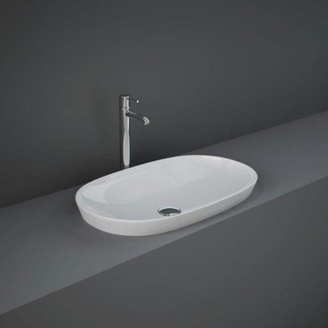 RAK Semi-Recessed Basin RAK Variant Oval 600mm Drop-In Countertop Basin in Alpine White