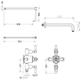 Crosswater Belgravia Thermostatic Shower Valve with Fixed Shower Head and Cradle in Chrome