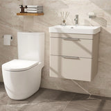 Imex Cloakroom Vanity Unit Imex Luna 550mm Wall Mounted Double Drawer Vanity Unit with Basin
