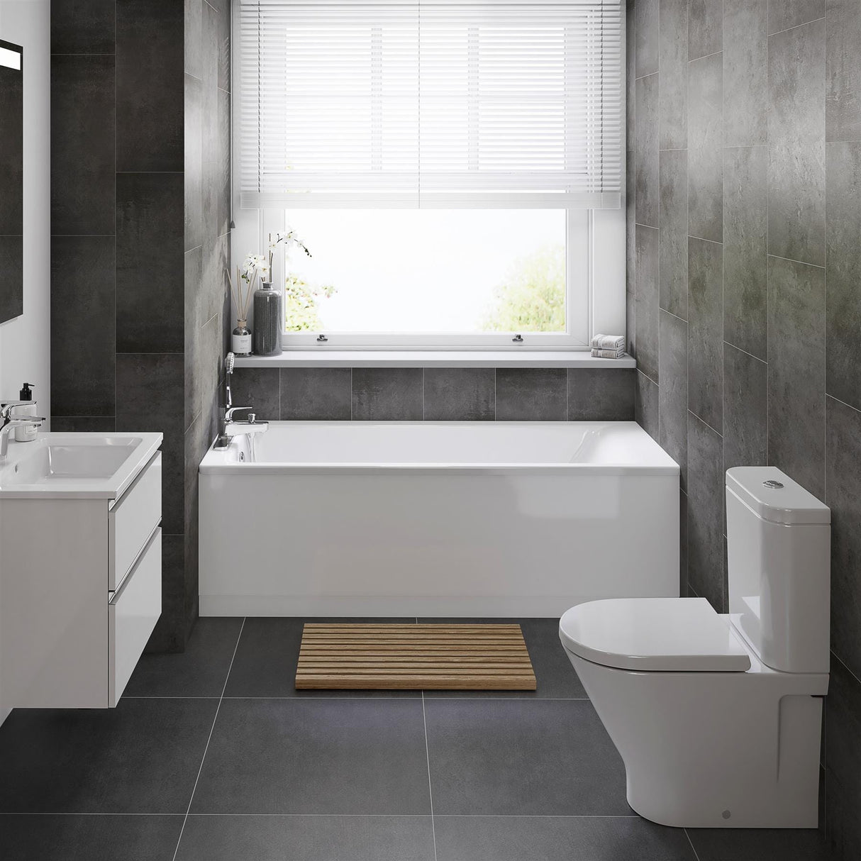 Roca Single Ended Bath 2 Tap Holes Roca Bilbao Single Ended Bath - 1700 x 700mm
