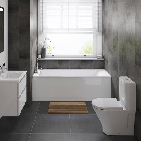 Roca Single Ended Bath 2 Tap Holes Roca Bilbao Single Ended Bath - 1700 x 700mm