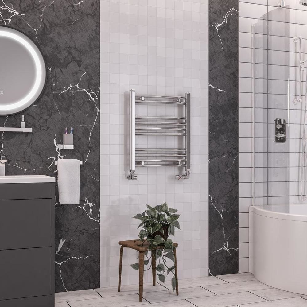 Eastbrook Wendover Curved Vertical Heated Towel Rail in Chrome