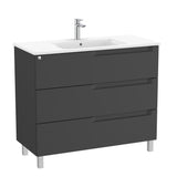 Roca Floor Standing Vanity Unit Matt Black / Central Roca Aleyda 1000mm Floor Standing Three Drawer Vanity Unit with Basin