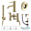 Aquarius Bathrooms Bath Shower Mixer Brushed Brass Aquarius RF-Series Complete Bath and Basin Brassware Pack with Basin Tap, Bath and Shower Mixer and Wastes