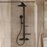 Ideal Standard Exposed Shower Set Silk Black Ideal Standard Ceratherm ALU+ Exposed Shower Valve Set with Fixed Riser, Showerhead, Handset and Shelves