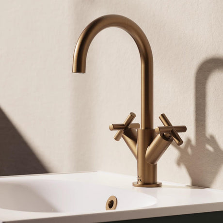 Crosswater Mono Basin Tap Brushed Bronze Crosswater MPRO Crosshead Monobloc Basin Mixer Tap