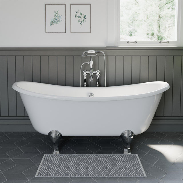 Burlington Back To Wall Freestanding Bath Burlington Avantgarde Back To Wall Traditional Bath in Gloss White