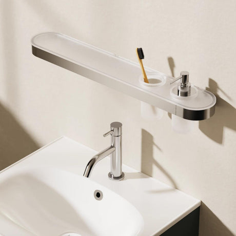 Crosswater Shelf Chrome Crosswater Velo Shelf, Soap Dispenser and Tumbler Holder
