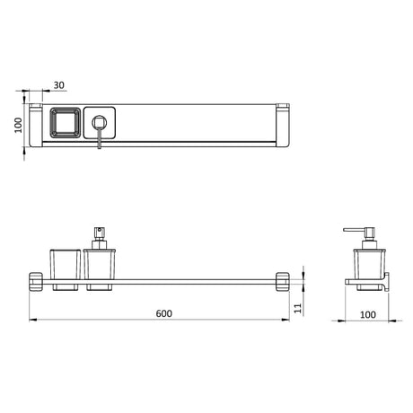 Crosswater Shelf Crosswater Rotar Shelf, Soap Dispenser and Tumbler Holder