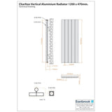 Eastbrook Panel Radiator Eastbrook Charlton Vertical Aluminium Designer Radiator in Matt Anthracite