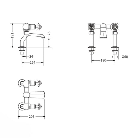 Crosswater Bath Mixer Crosswater Belgravia Crosshead Bath Filler Tap