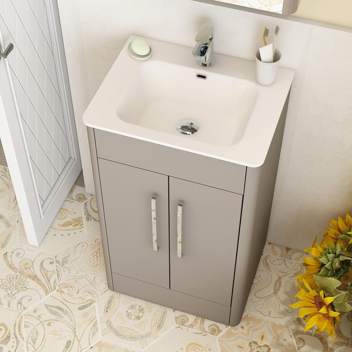 Imex Floor Standing Imex Suburb Floor Standing 500mm Double Door Vanity Unit with Basin