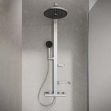 Ideal Standard Exposed Shower Set Silver Ideal Standard Ceratherm ALU+ Exposed Shower Valve Set with Fixed Riser, Showerhead, Handset and Shelves