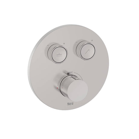 Roca Concealed Shower Set Roca T-3000 Round Switch Thermostatic Concealed Shower Valve with Rainshower Head, Shower Handset and Slide Rail Set