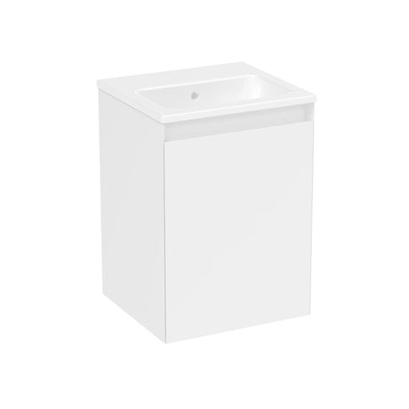 Saneux Cloakroom Vanity Unit Matte White / 0 Hole Saneux Uni 400mm Wall Mounted One Door Vanity Unit with Basin