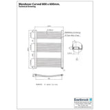 Eastbrook Wendover Curved Vertical Heated Towel Rail in Chrome