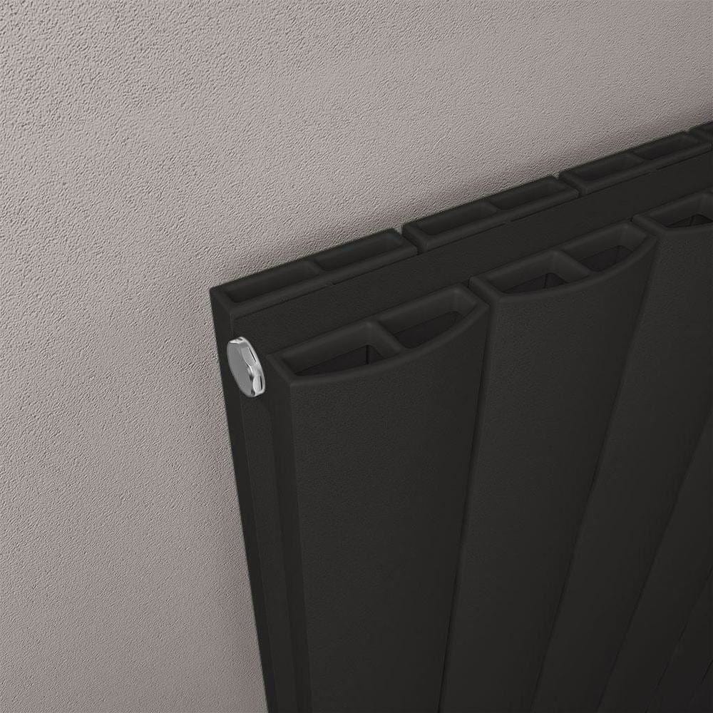 Eastbrook Panel Radiator Eastbrook Guardia Straight Vertical Aluminium Radiator in Matt Black