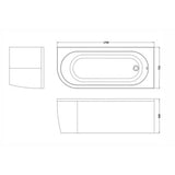 Aquarius Bathrooms Corner Bath Aquarius Lunar Curved Back to Wall Corner Bath with Panel  - 1700 x 725mm