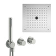UK Bathroom Store Concealed Shower Set Brushed Nickel Crosswater Module Plus Shower Set 9 - 3 Outlet with Dual Outlet Recessed Shower Head and Pencil Handset