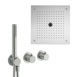 UK Bathroom Store Concealed Shower Set Brushed Nickel Crosswater Module Plus Shower Set 9 - 3 Outlet with Dual Outlet Recessed Shower Head and Pencil Handset