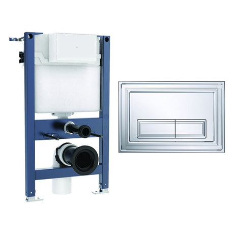 Crosswater Wall Hung WC Frame Belgravia Plate in Chrome Crosswater 0.82m Dual Flush WC Support Frame Set with Flush Plate