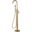 Aquarius Freestanding Bath Filler Brushed Brass Aquarius Zanelli Floorstanding Bath Shower Mixer Tap with Shower Kit