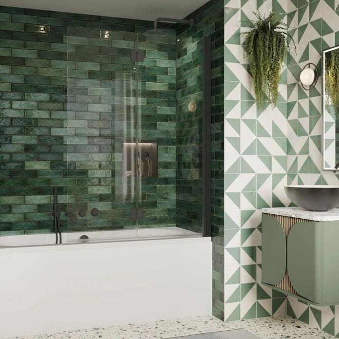 Crosswater Bath Screen Slate Crosswater Asura 8mm Fully Folding Bath Screen