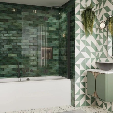 Crosswater Bath Screen Slate Crosswater Asura 8mm Fully Folding Bath Screen