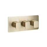 JTP Concealed Shower Valve JTP HIX 3 Outlet, 3 Handle Horizontal Thermostatic Concealed Shower Valve - Brushed Brass