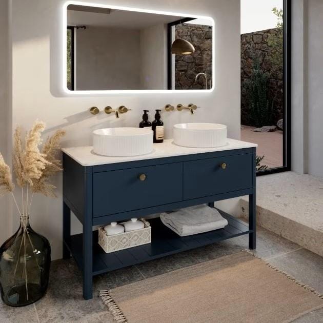 Saneux Countertop Basin Saneux Sienna 370mm Round Fluted Countertop Basin in Gloss White