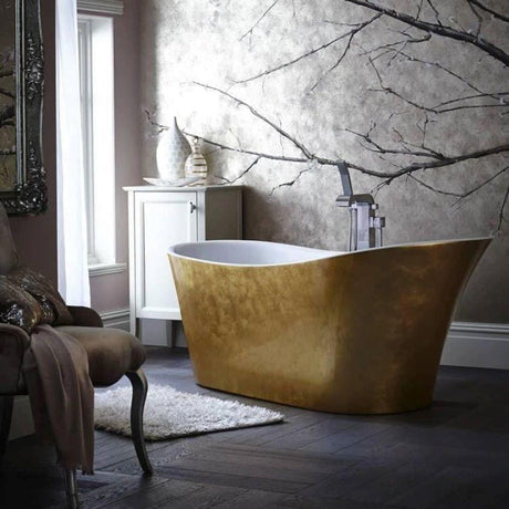 Heritage Roll Top and Slipper Freestanding Bath Gold Effect Heritage Holywell Metallic Effect Freestanding Acrylic Slipper Bath