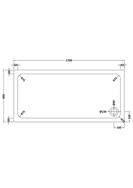 Aquarius Bathrooms Quadrant Shower Tray 1700x800mm Aquarius Urbano 45mm Rectangular Stone Resin Anti Slip Shower Tray