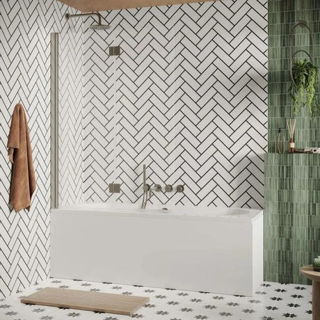 Crosswater Bath Screen Brushed Nickel Crosswater Asura 8mm Fully Folding Bath Screen