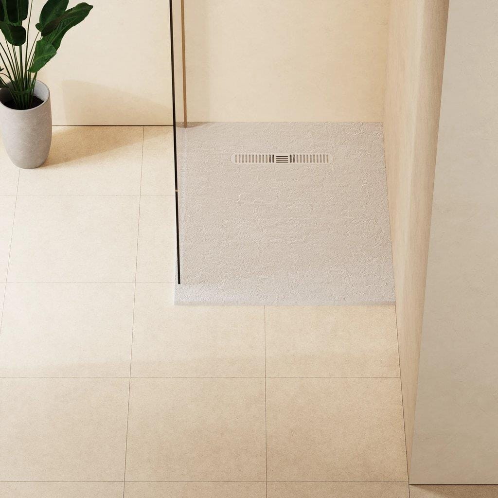 Crosswater Rectangle Shower Tray Matt White / 800 x 1000 Crosswater Vito Textured Rectangle Shower Tray with Waste
