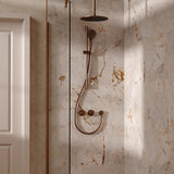 UK Bathroom Store Concealed Shower Set Brushed Bronze / Ceiling Arm / 300mm Crosswater Module Shower Set 2 with Riser Rail Kit and Overhead Shower