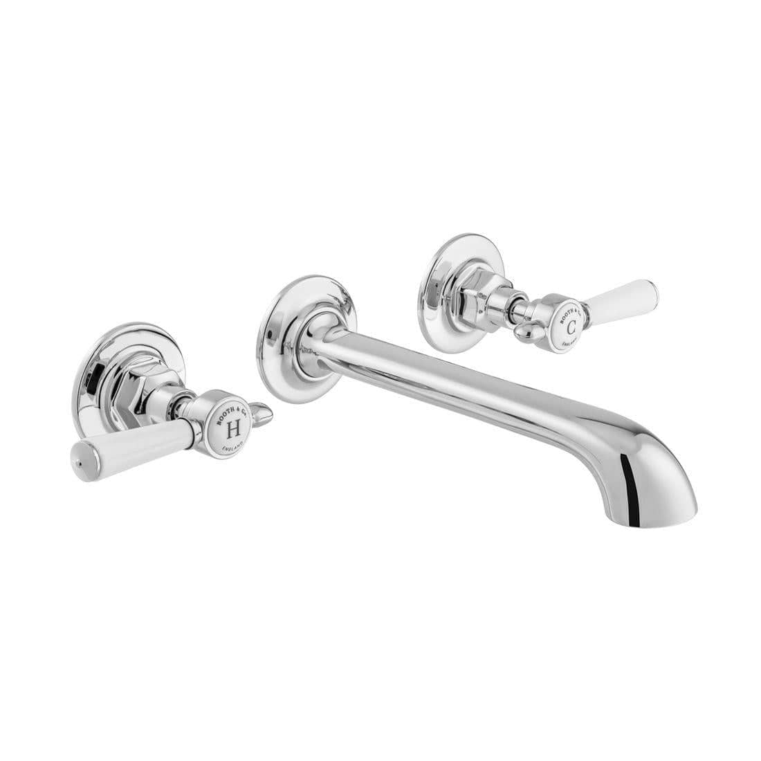 Vado Wall Mounted Basin Tap Chrome Booth & Co. Axbridge Lever Wall Mounted Mixer Pillar Tap